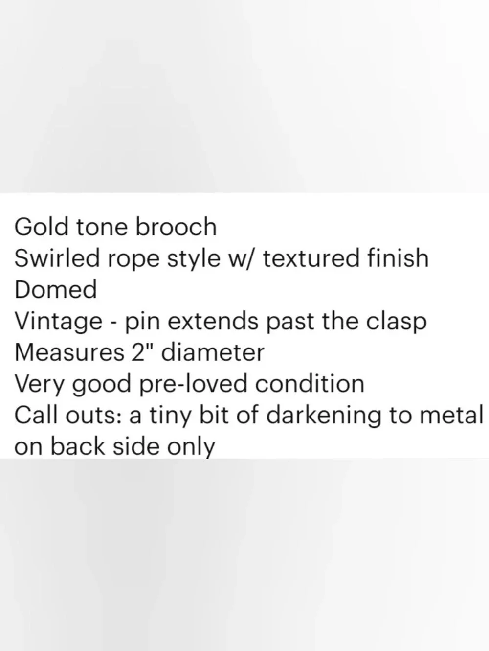 Domed Rope-Style Brooch Gold Tone w/ Swirled Design & Textured Finish